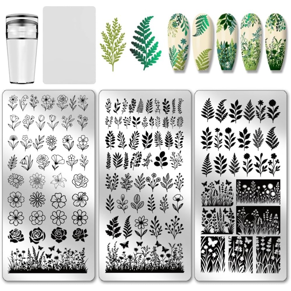 3 pz Fiore Foglia Nail Stampin - Nail Art Stamping Kit recensione e prezzo